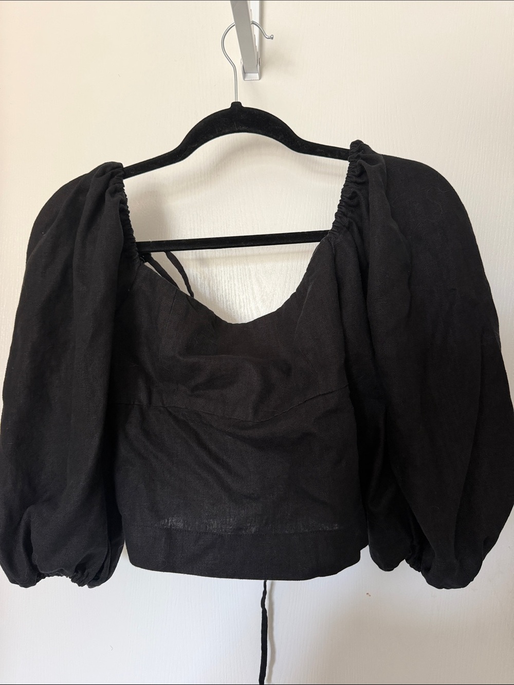 Revolve/ LAP: Black Puff Sleeve Square Neck Women’s Top